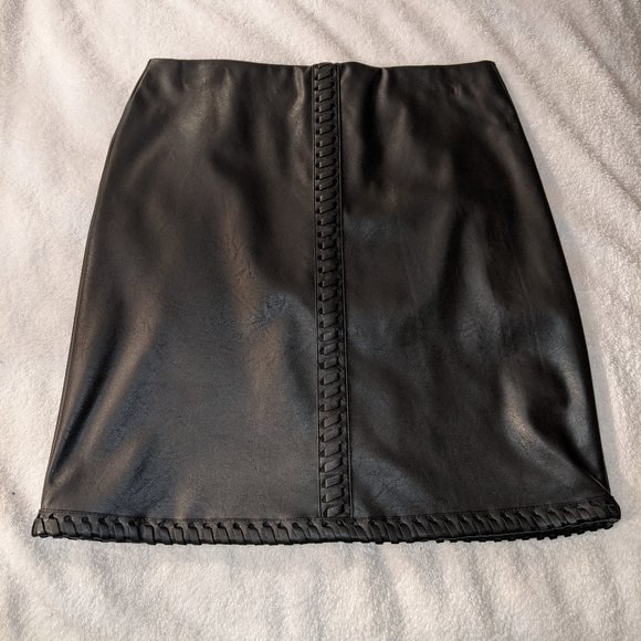 INC Vegan Black Leather Mini Skirt - Picture 1 of 4